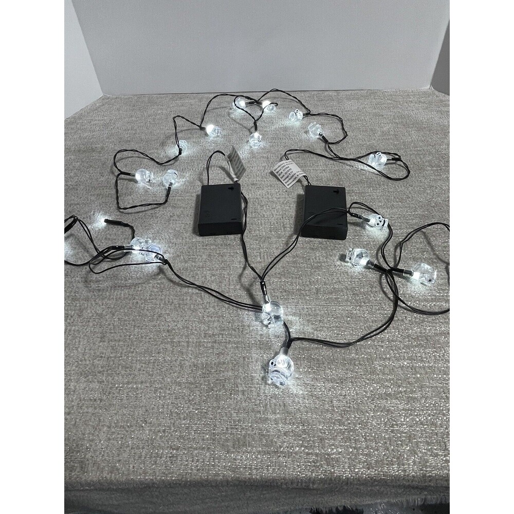Vintage Halloween Skull Lights White Mold Plastic String Light Covers 20pc